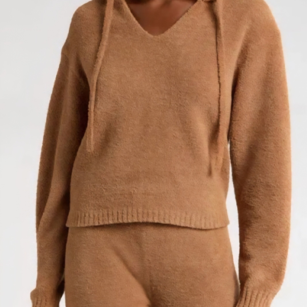 UGG Brown V-Neck Women's Sweater with Hood - Picture 10 of 10